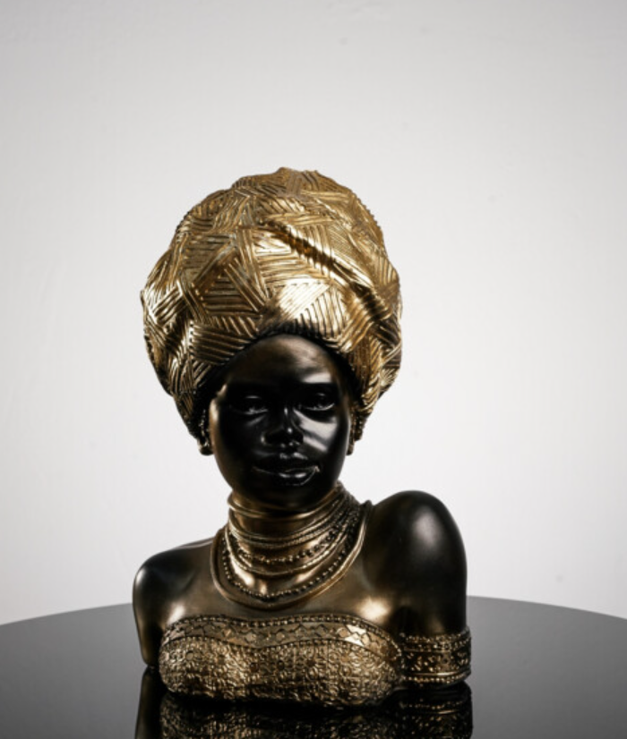 Handcrafted African Woman Statue, Elegant African Lady Bust Statue, Stylish African Woman Statue, Ethnic Home Decor African Woman Statue
