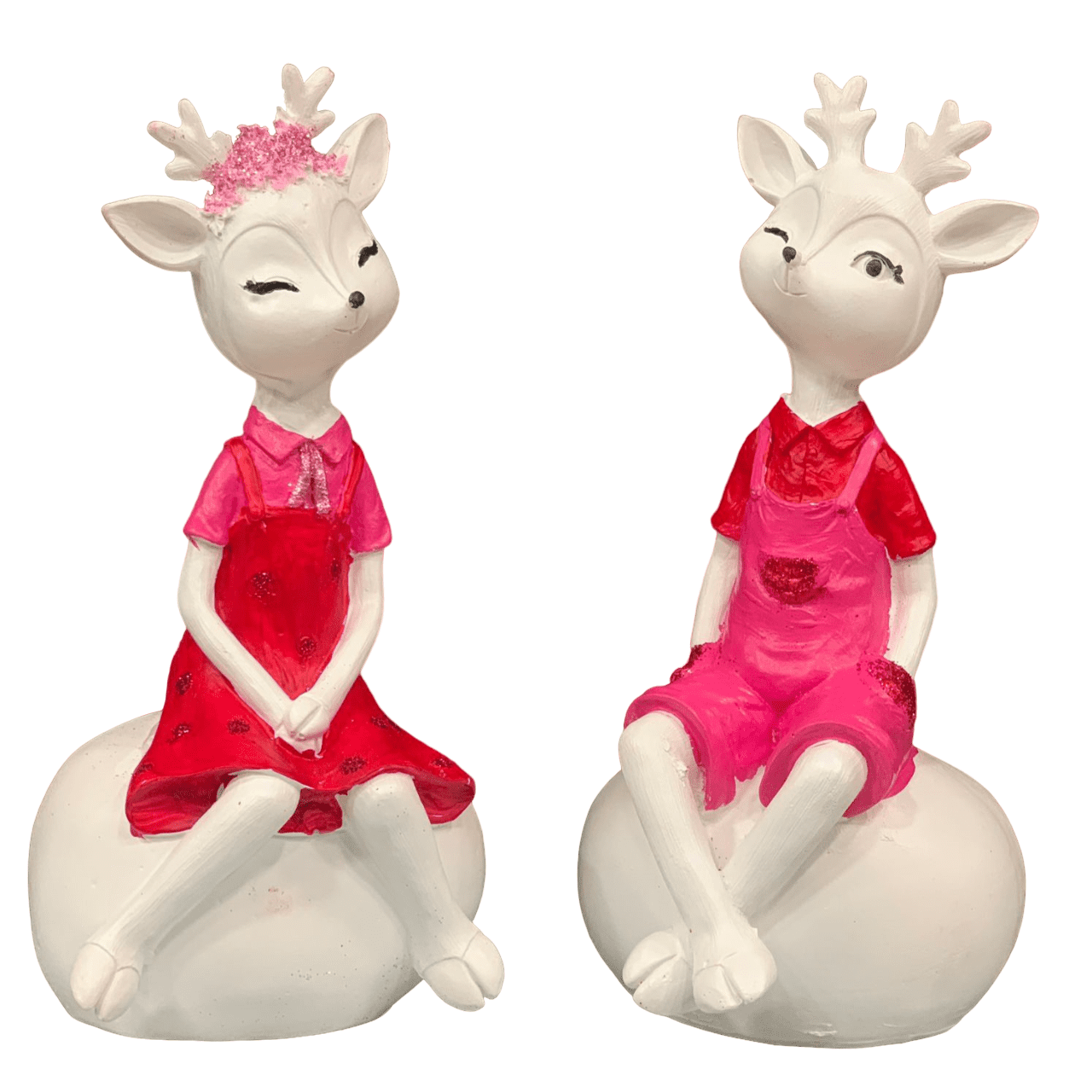 Cute Deer Couple Figurines, Sweet Deer Couple Statue, Romantic Deer Couple Sculpture, Sitting Deer Couple Figurines, Deer Couple Statues