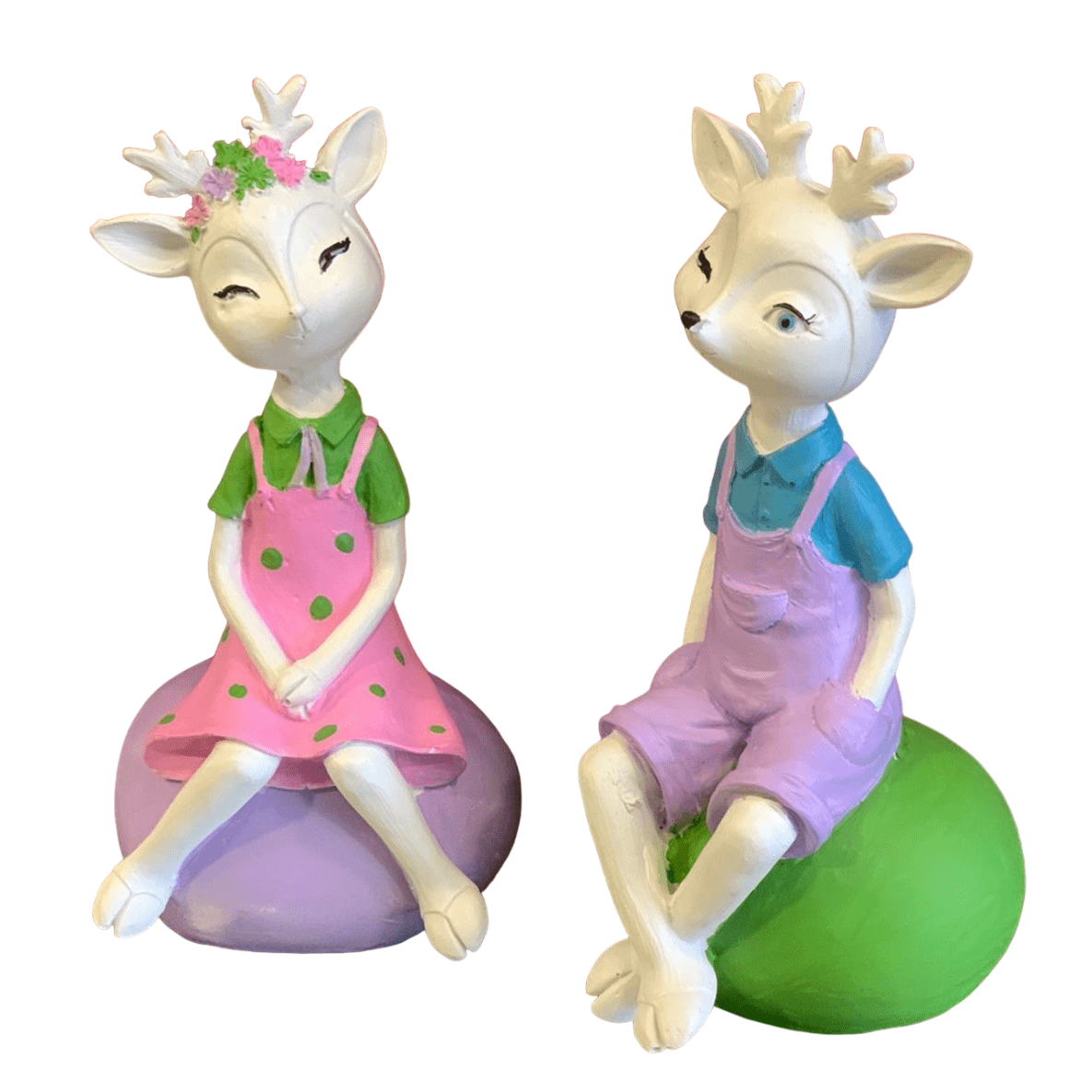 Cute Deer Couple Figurines, Sweet Deer Couple Statue, Romantic Deer Couple Sculpture, Sitting Deer Couple Figurines, Deer Couple Statues