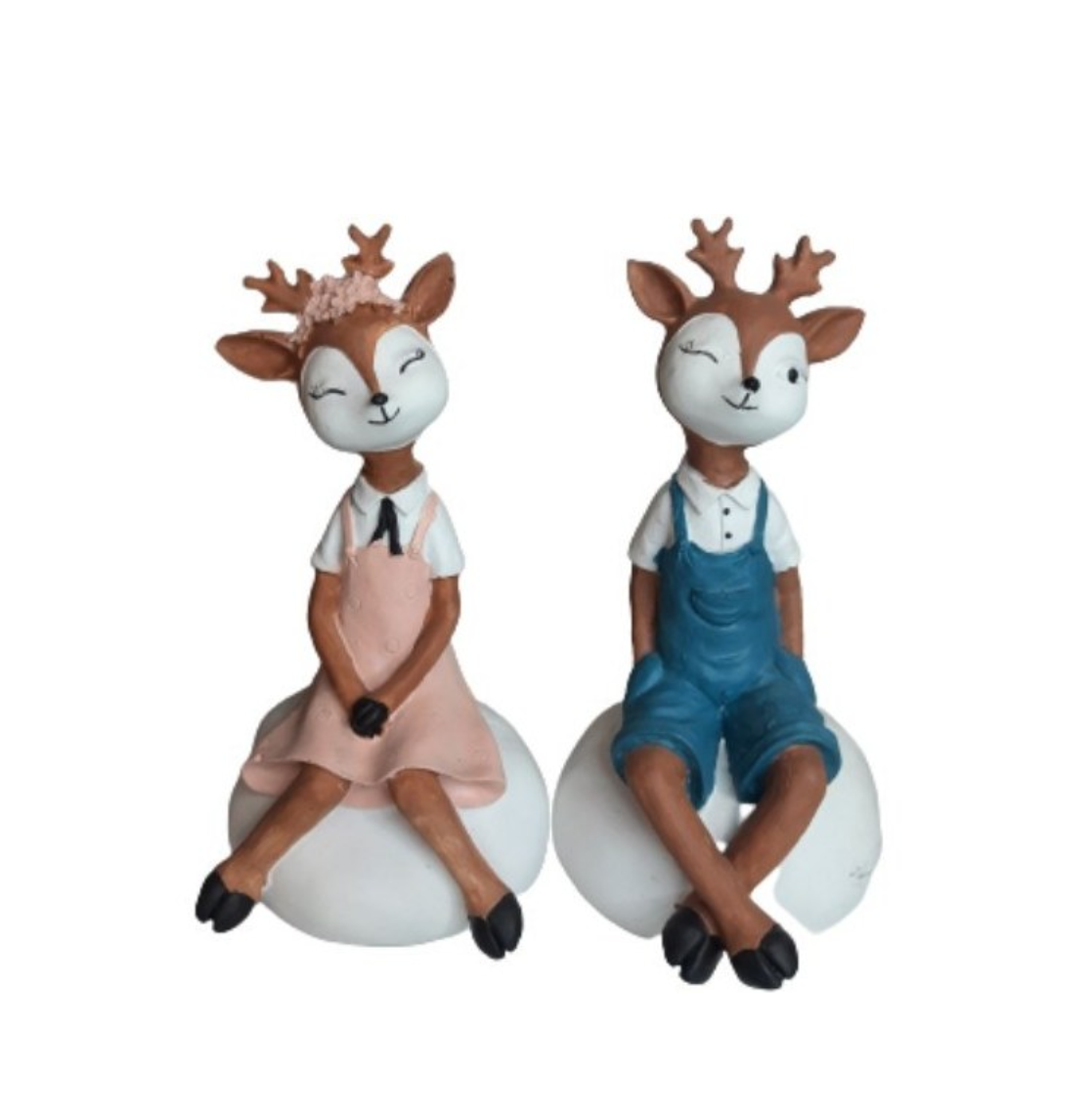 Cute Deer Couple Figurines, Sweet Deer Couple Statue, Romantic Deer Couple Sculpture, Sitting Deer Couple Figurines, Deer Couple Statues