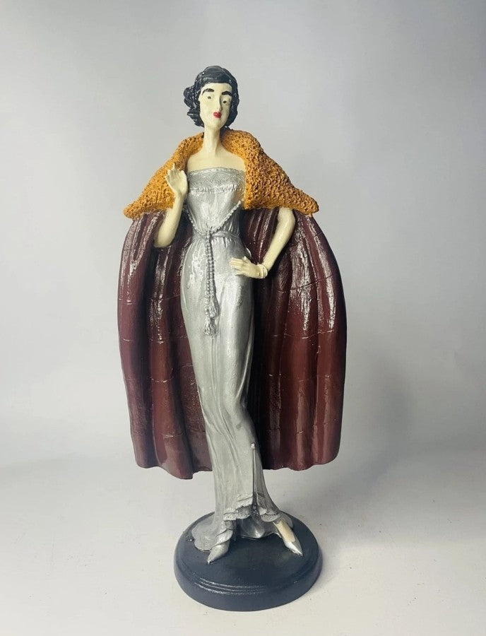 Handmade Woman in Coat Statue, Elegant Lady Figurine, Handmade Woman Figurine, Vintage Coat Sculpture, Handmade Fashion Lady Statue