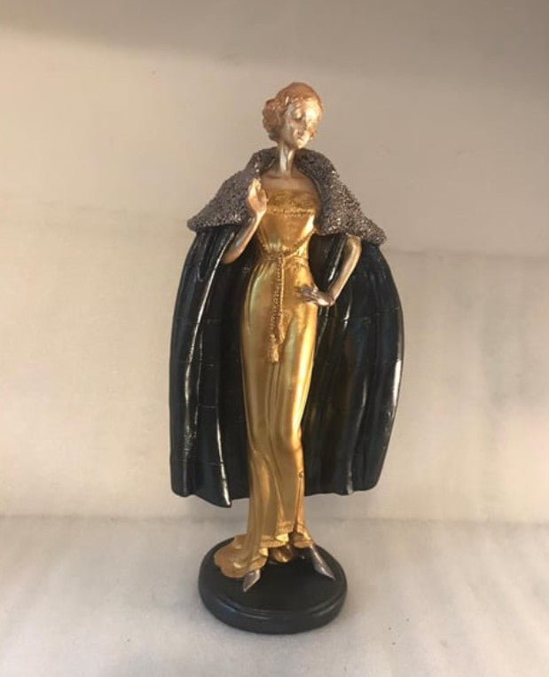 Handmade Woman in Coat Statue, Elegant Lady Figurine, Handmade Woman Figurine, Vintage Coat Sculpture, Handmade Fashion Lady Statue