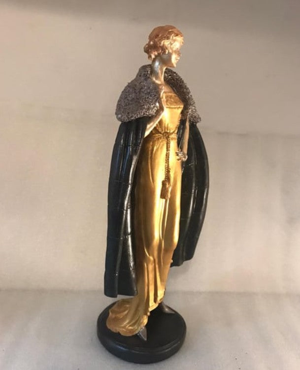 Handmade Woman in Coat Statue, Elegant Lady Figurine, Handmade Woman Figurine, Vintage Coat Sculpture, Handmade Fashion Lady Statue