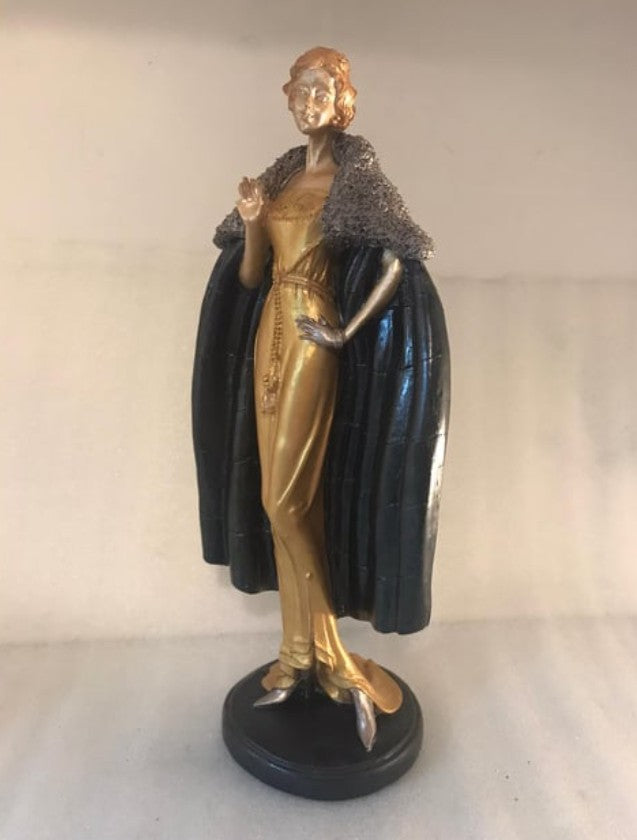 Handmade Woman in Coat Statue, Elegant Lady Figurine, Handmade Woman Figurine, Vintage Coat Sculpture, Handmade Fashion Lady Statue
