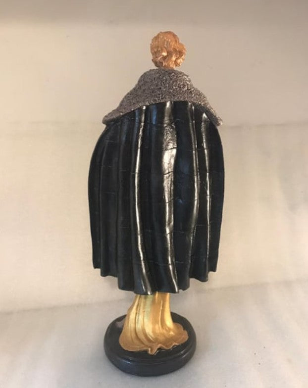 Handmade Woman in Coat Statue, Elegant Lady Figurine, Handmade Woman Figurine, Vintage Coat Sculpture, Handmade Fashion Lady Statue
