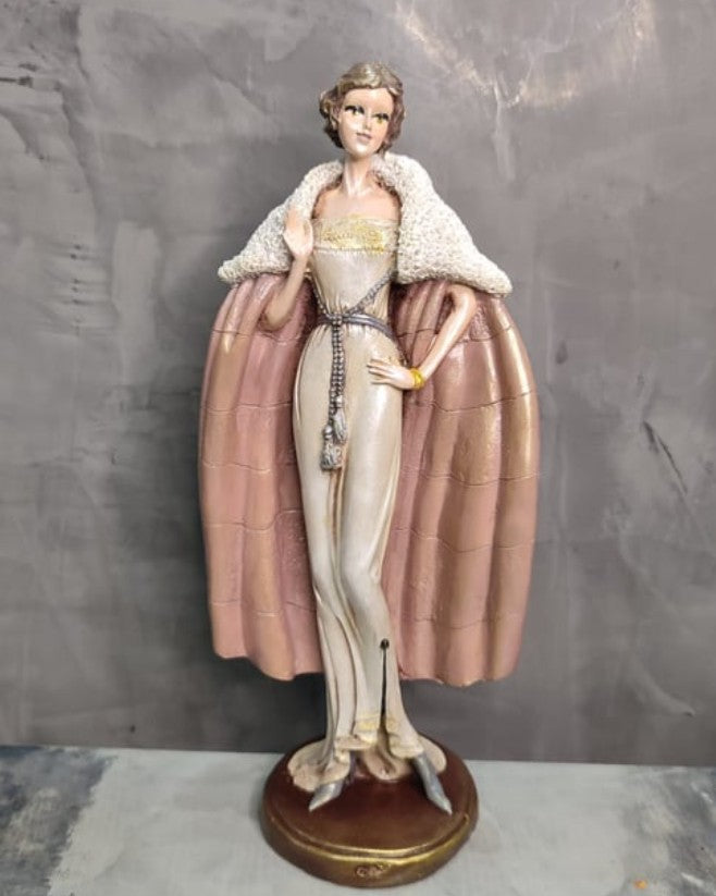 Handmade Woman in Coat Statue, Elegant Lady Figurine, Handmade Woman Figurine, Vintage Coat Sculpture, Handmade Fashion Lady Statue