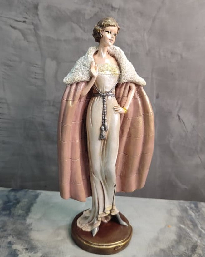 Handmade Woman in Coat Statue, Elegant Lady Figurine, Handmade Woman Figurine, Vintage Coat Sculpture, Handmade Fashion Lady Statue