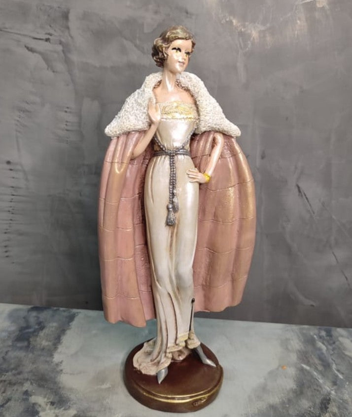 Handmade Woman in Coat Statue, Elegant Lady Figurine, Handmade Woman Figurine, Vintage Coat Sculpture, Handmade Fashion Lady Statue