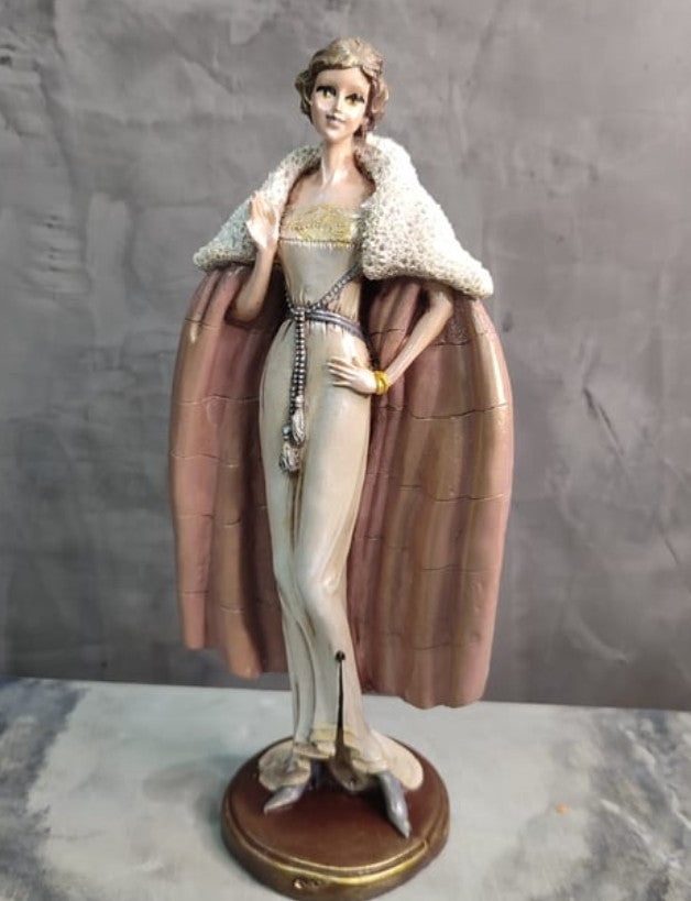 Handmade Woman in Coat Statue, Elegant Lady Figurine, Handmade Woman Figurine, Vintage Coat Sculpture, Handmade Fashion Lady Statue