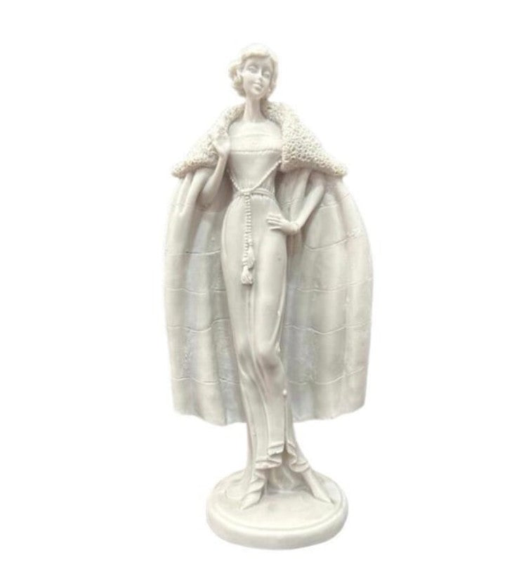 Handmade Woman in Coat Statue, Elegant Lady Figurine, Handmade Woman Figurine, Vintage Coat Sculpture, Handmade Fashion Lady Statue