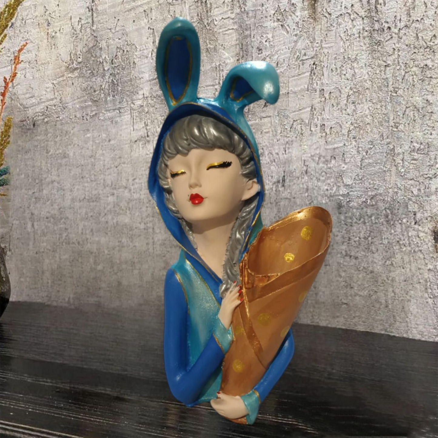 Bunny Ear Girl Figurine, Modern Bunny Ear Girl Statue, Bunny Ear Girl Decor, Bunny Ear Girl Home Decor, Bunny Ear Girl Sculpture, Girl Decor