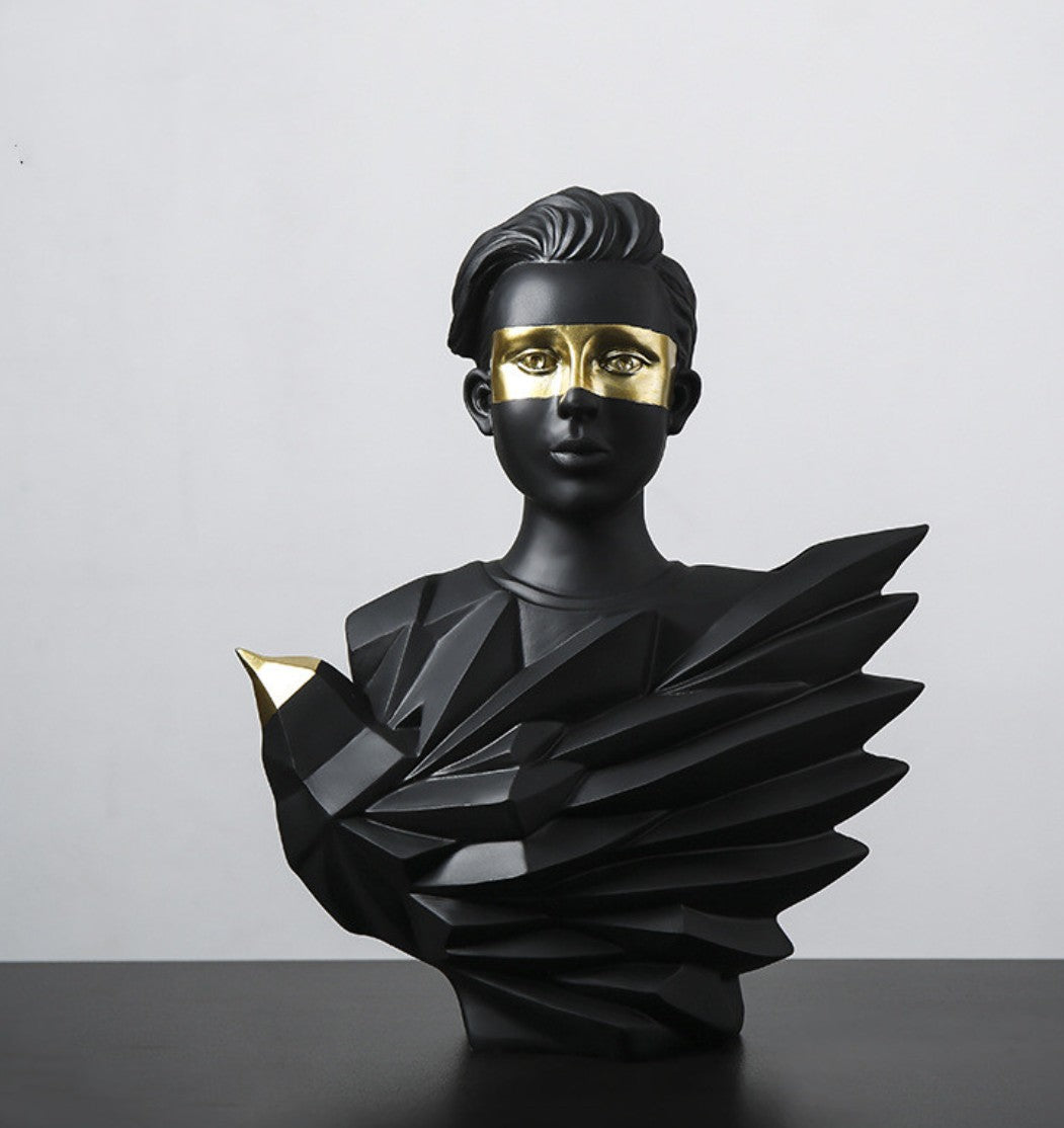 Handmade Abstract Birdman Decor, Handmade Abstract Face Statue, Handmade Birdman Sculpture Handmade Bird and Man Statue, Abstract Face Decor