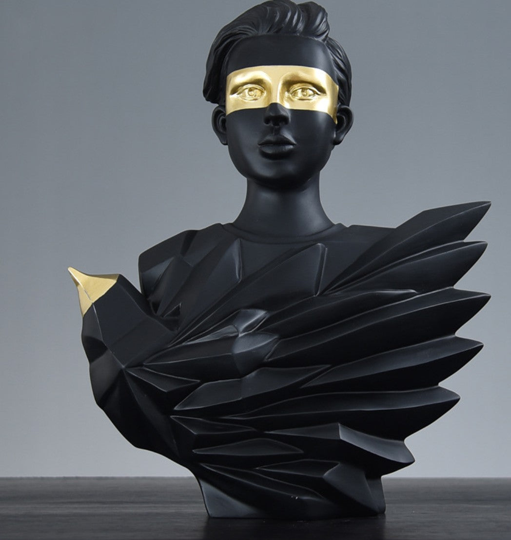 Handmade Abstract Birdman Decor, Handmade Abstract Face Statue, Handmade Birdman Sculpture Handmade Bird and Man Statue, Abstract Face Decor