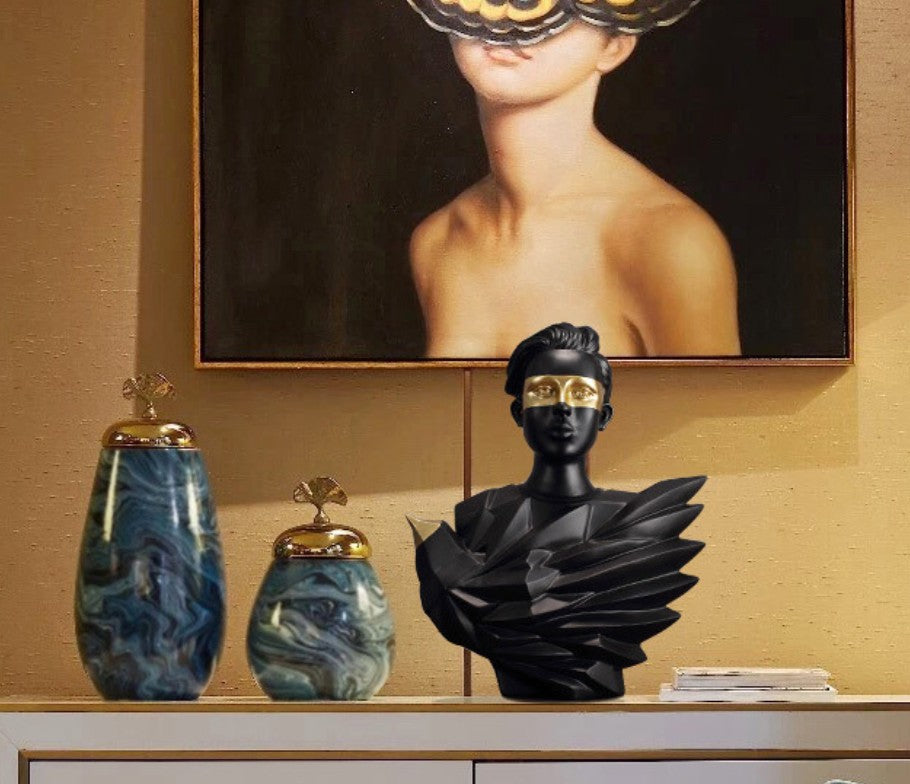 Handmade Abstract Birdman Decor, Handmade Abstract Face Statue, Handmade Birdman Sculpture Handmade Bird and Man Statue, Abstract Face Decor