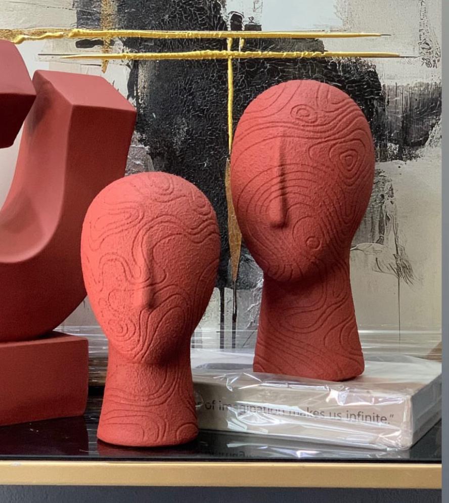 Abstract Face Sculpture Set, Textured Head Bust Decor, Modern Abstract Face Heads, Decorative Face Statue, Abstract Face Statue, Face Statue