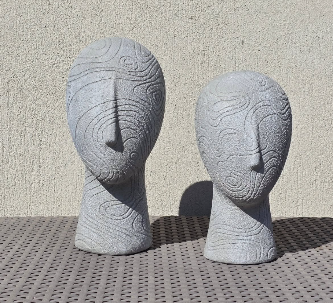 Abstract Face Sculpture Set, Textured Head Bust Decor, Modern Abstract Face Heads, Decorative Face Statue, Abstract Face Statue, Face Statue