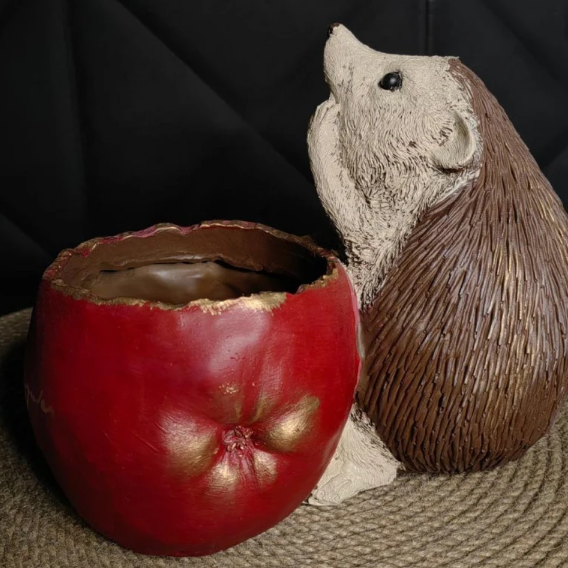 Hedgehog Flower Pot Planter, Cute Hedgehog Pot with Greenery, Animal Flower Pot Decor, Handcrafted Hedgehog Planter, Hedgehog Vase