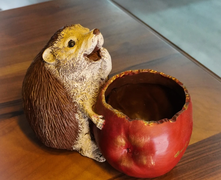 Hedgehog Flower Pot Planter, Cute Hedgehog Pot with Greenery, Animal Flower Pot Decor, Handcrafted Hedgehog Planter, Hedgehog Vase