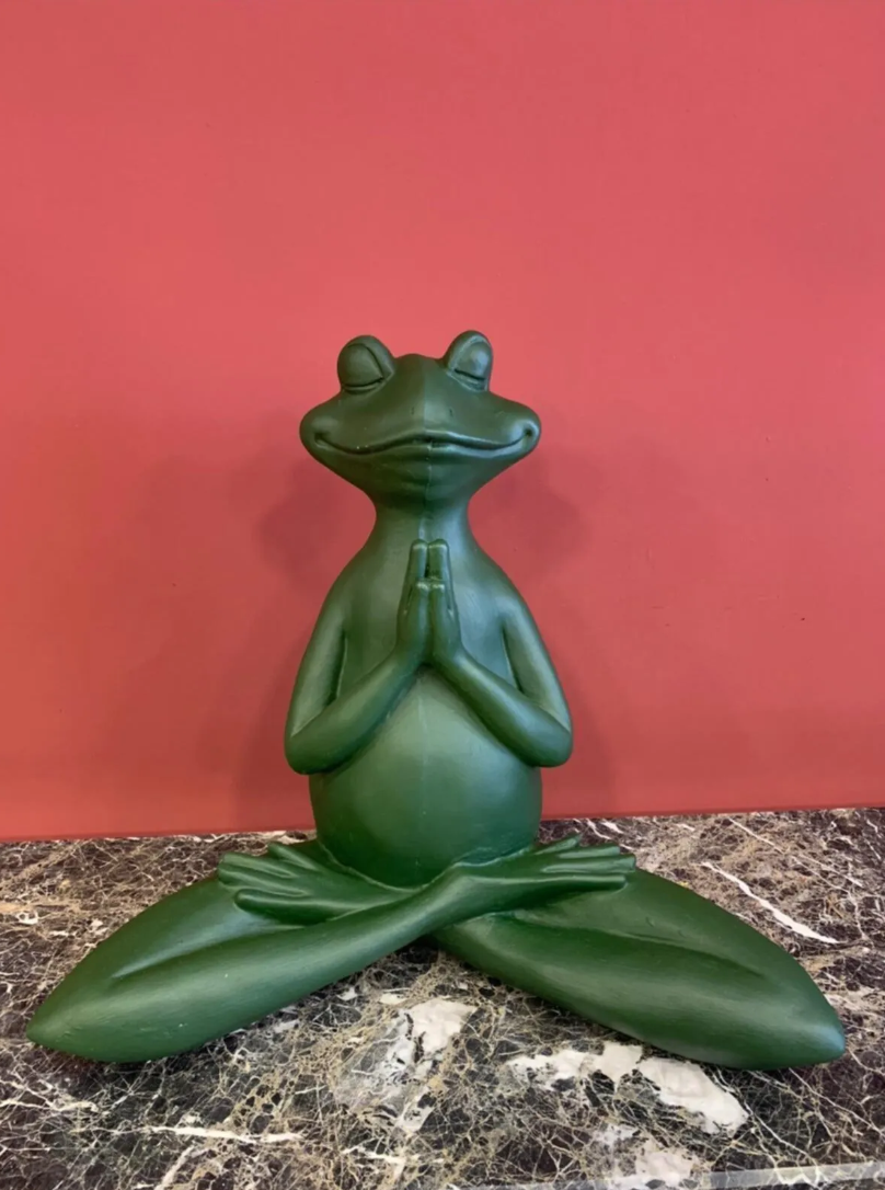 Meditating Frog Sculpture, Frog Statue Lotus Pose, Zen Frog Figurine, Frog Ornament Yoga, Meditating Frog Figurine, Zen Frog Figurine