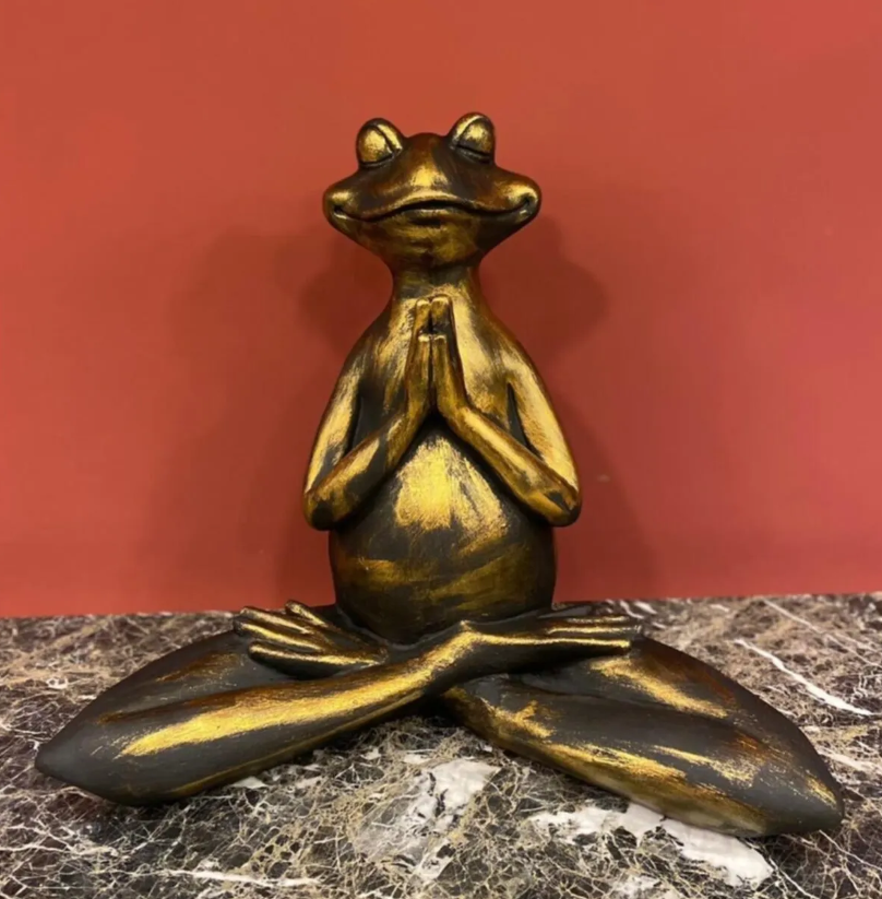 Meditating Frog Sculpture, Frog Statue Lotus Pose, Zen Frog Figurine, Frog Ornament Yoga, Meditating Frog Figurine, Zen Frog Figurine