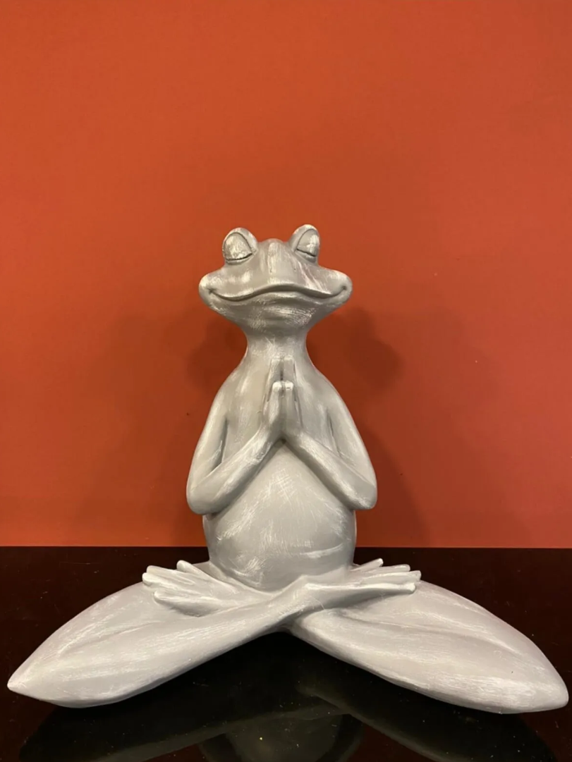 Meditating Frog Sculpture, Frog Statue Lotus Pose, Zen Frog Figurine, Frog Ornament Yoga, Meditating Frog Figurine, Zen Frog Figurine