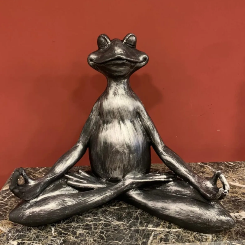 Meditating Frog Sculpture, Frog Statue Lotus Pose, Zen Frog Figurine, Frog Ornament Yoga, Meditating Frog Figurine, Zen Frog Sculpture