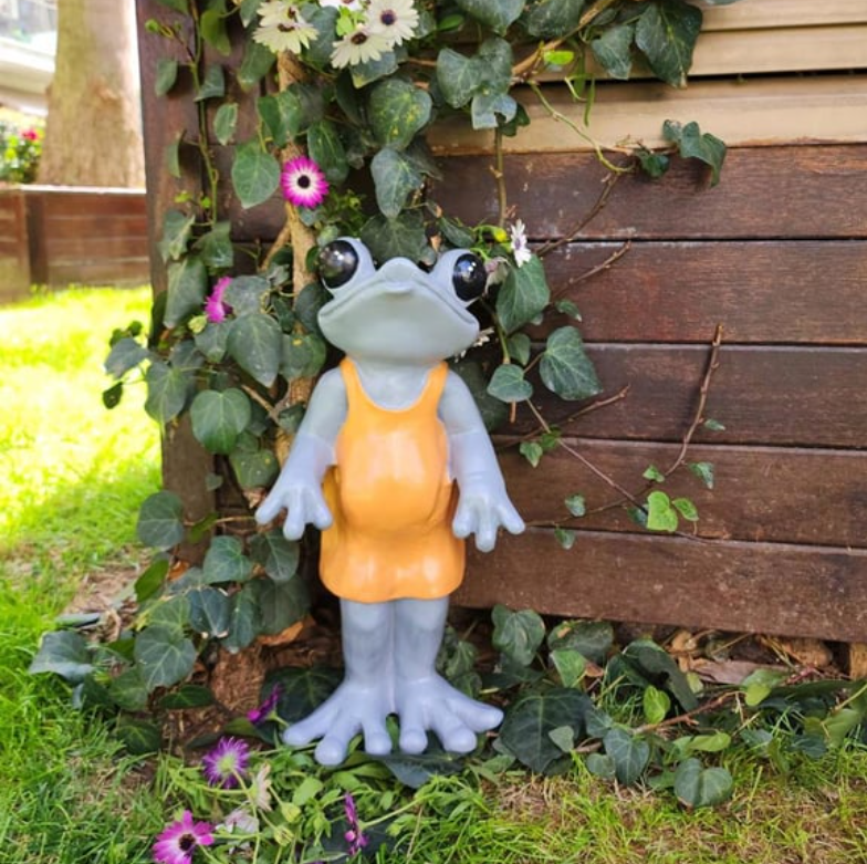 Frog Statue, Polyester Frog Garden Statue, Unique Frog Garden Statue, Frog Yard Sculpture, Standing Frog Figurine, Funny Frog Garden Statue
