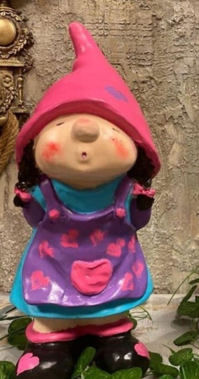 Little Girl Garden Gnome Statue, Girl Gnome Sculpture for Garden Decor, Handcrafted Little Girl Gnome Statue, Outdoor Garden Gnome Statue