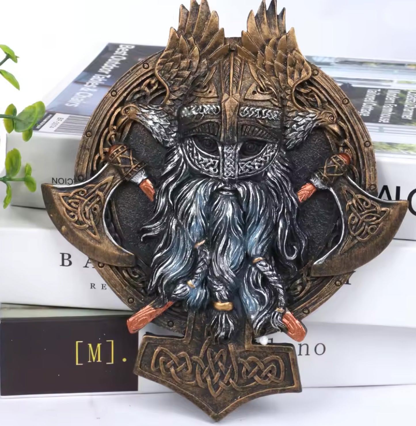 3D Viking Wall Sculpture, Viking Wall Art, Polyester Viking Wall Statue, 3D Norse Viking Head Wall Statue, Viking Warrior Wall Sculpture
