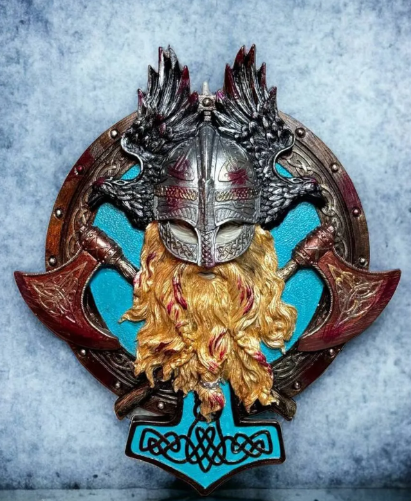 3D Viking Wall Sculpture, Viking Wall Art, Polyester Viking Wall Statue, 3D Norse Viking Head Wall Statue, Viking Warrior Wall Sculpture