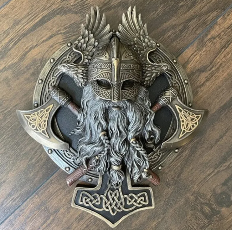 3D Viking Wall Sculpture, Viking Wall Art, Polyester Viking Wall Statue, 3D Norse Viking Head Wall Statue, Viking Warrior Wall Sculpture