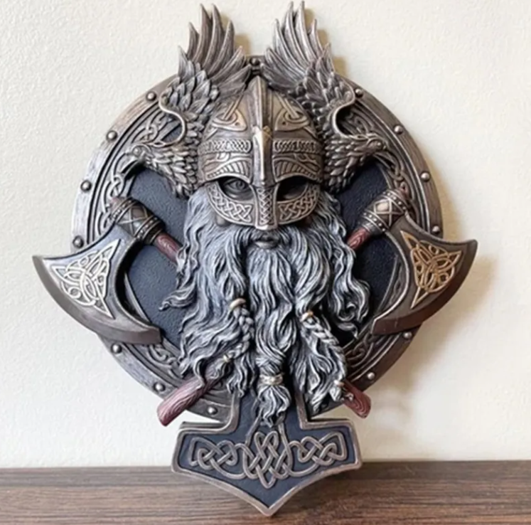 3D Viking Wall Sculpture, Viking Wall Art, Polyester Viking Wall Statue, 3D Norse Viking Head Wall Statue, Viking Warrior Wall Sculpture