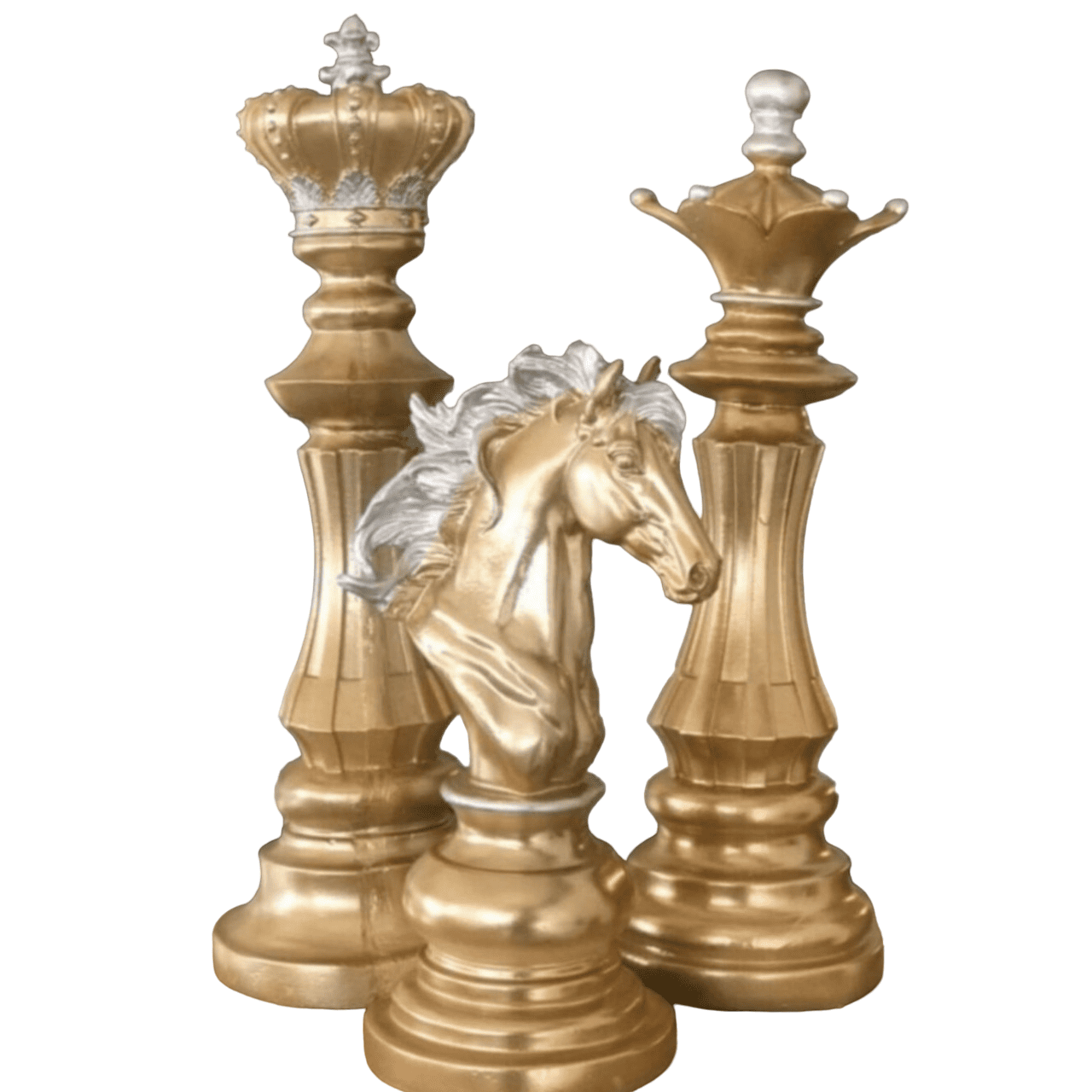 Chess Statues Set of 3, Chess Art Sculptures, Decorative Chess Statues, Chess Sculpture, Chess Lover Gift Set, Chess Decor, Chess Statue, Chess Decor, Chess Objects