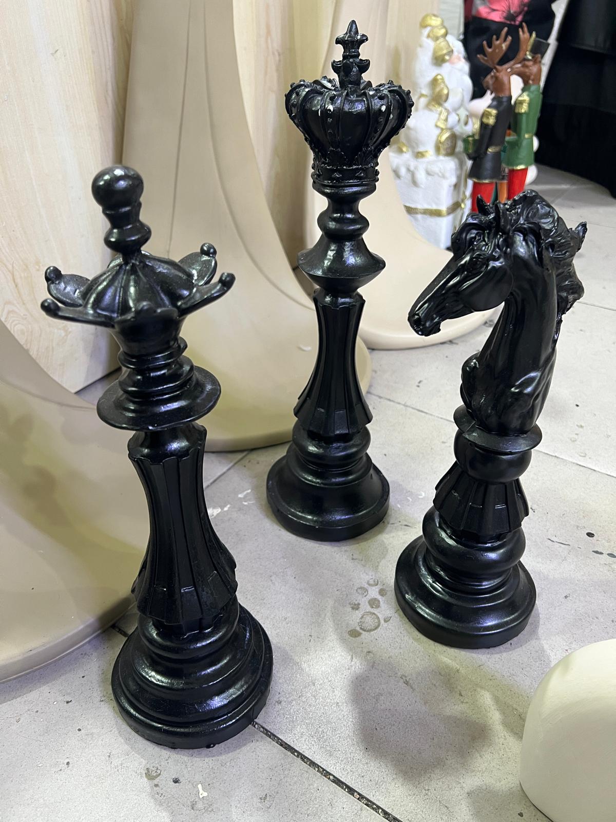 Chess Statues Set of 3, Chess Art Sculptures, Decorative Chess Statues, Chess Sculpture, Chess Lover Gift Set, Chess Decor, Chess Statue, Chess Decor, Chess Objects