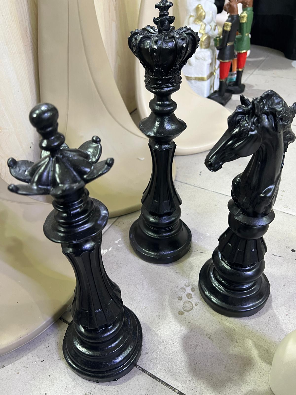 Chess Statues Set of 3, Chess Art Sculptures, Decorative Chess Statues, Chess Sculpture, Chess Lover Gift Set, Chess Decor, Chess Statue, Chess Decor, Chess Objects