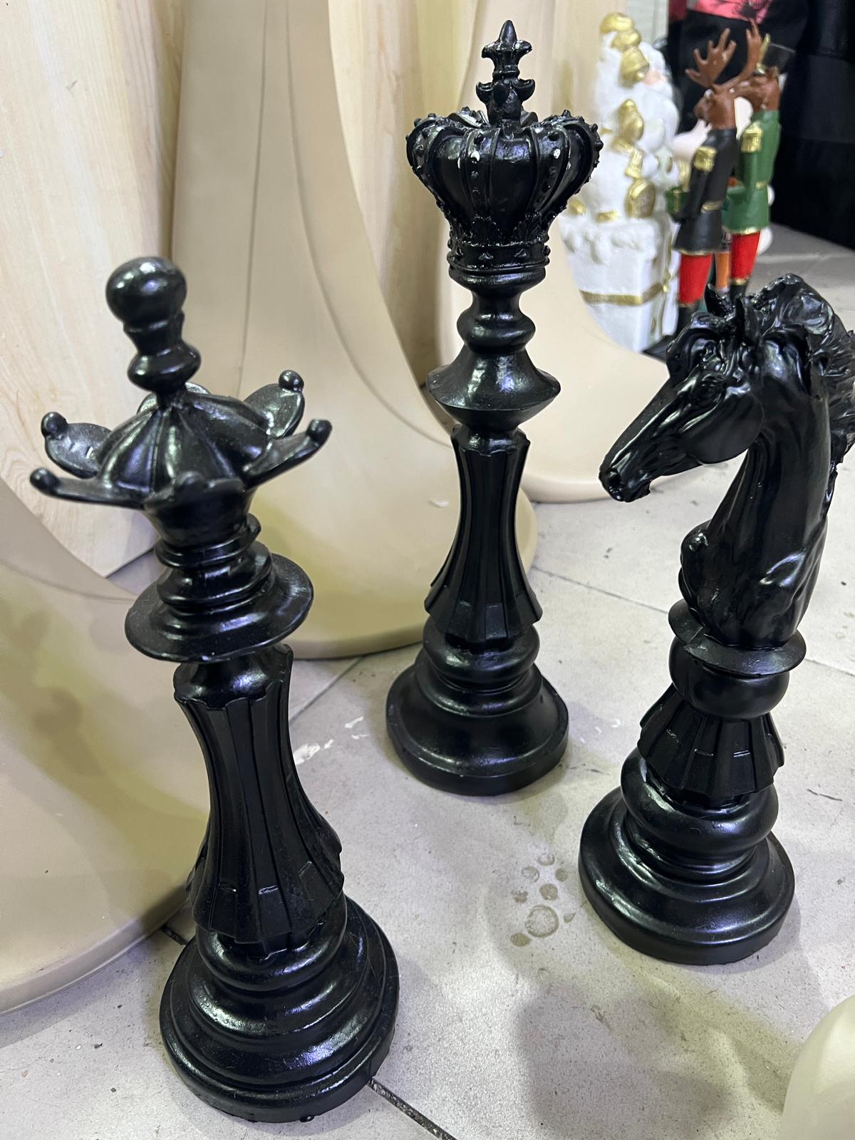 Chess Statues Set of 3, Chess Art Sculptures, Decorative Chess Statues, Chess Sculpture, Chess Lover Gift Set, Chess Decor, Chess Statue, Chess Decor, Chess Objects