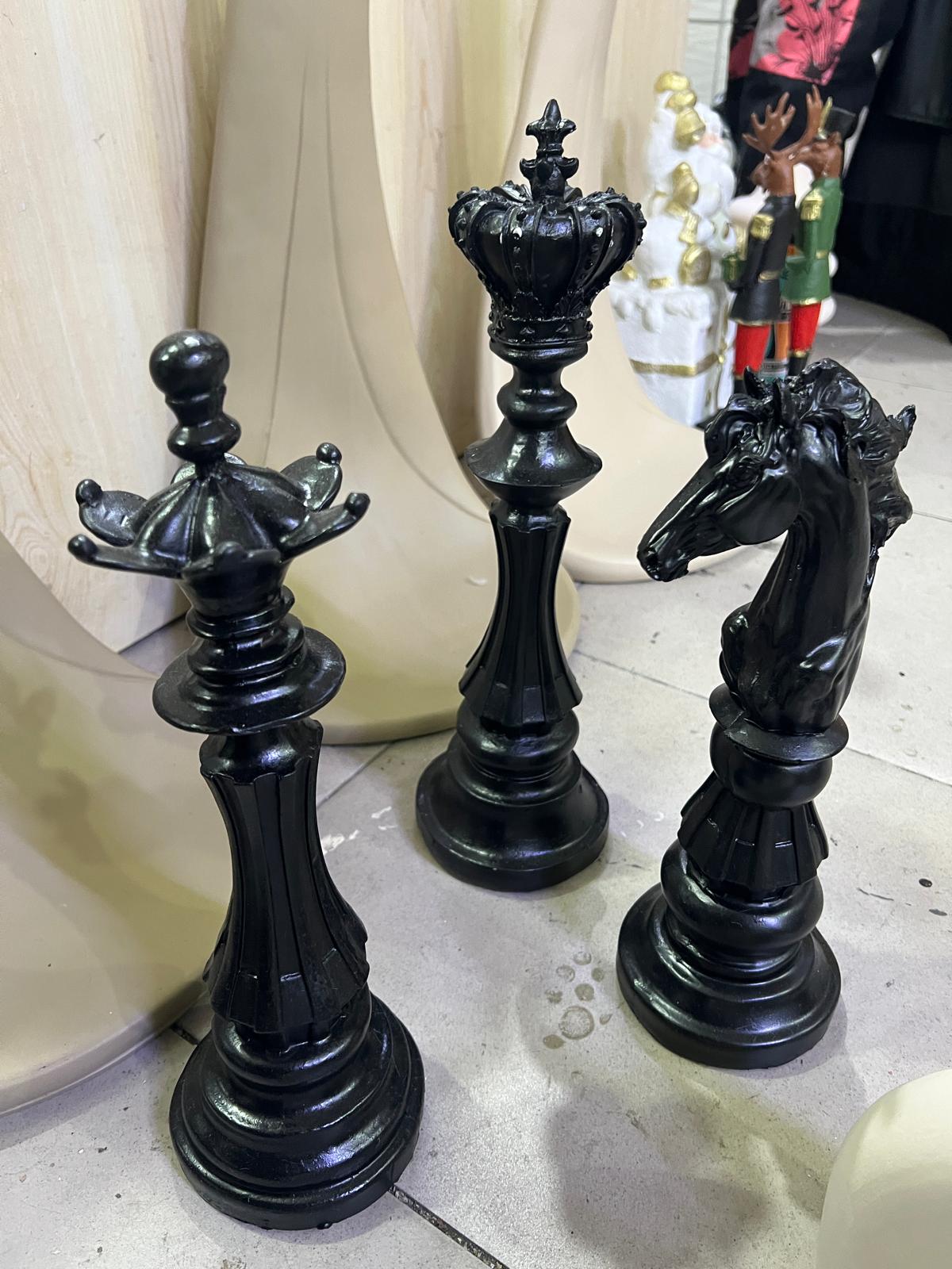 Chess Statues Set of 3, Chess Art Sculptures, Decorative Chess Statues, Chess Sculpture, Chess Lover Gift Set, Chess Decor, Chess Statue, Chess Decor, Chess Objects