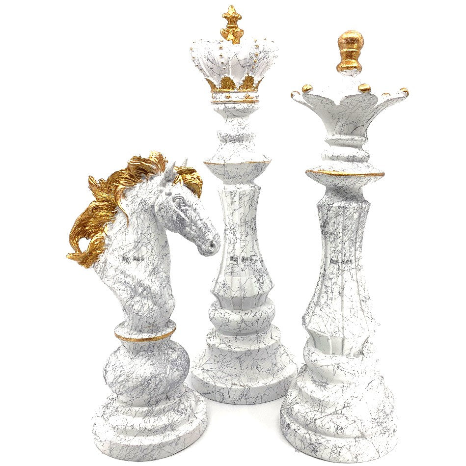 Chess Statues Set of 3, Chess Art Sculptures, Decorative Chess Statues, Chess Sculpture, Chess Lover Gift Set, Chess Decor, Chess Statue, Chess Decor, Chess Objects