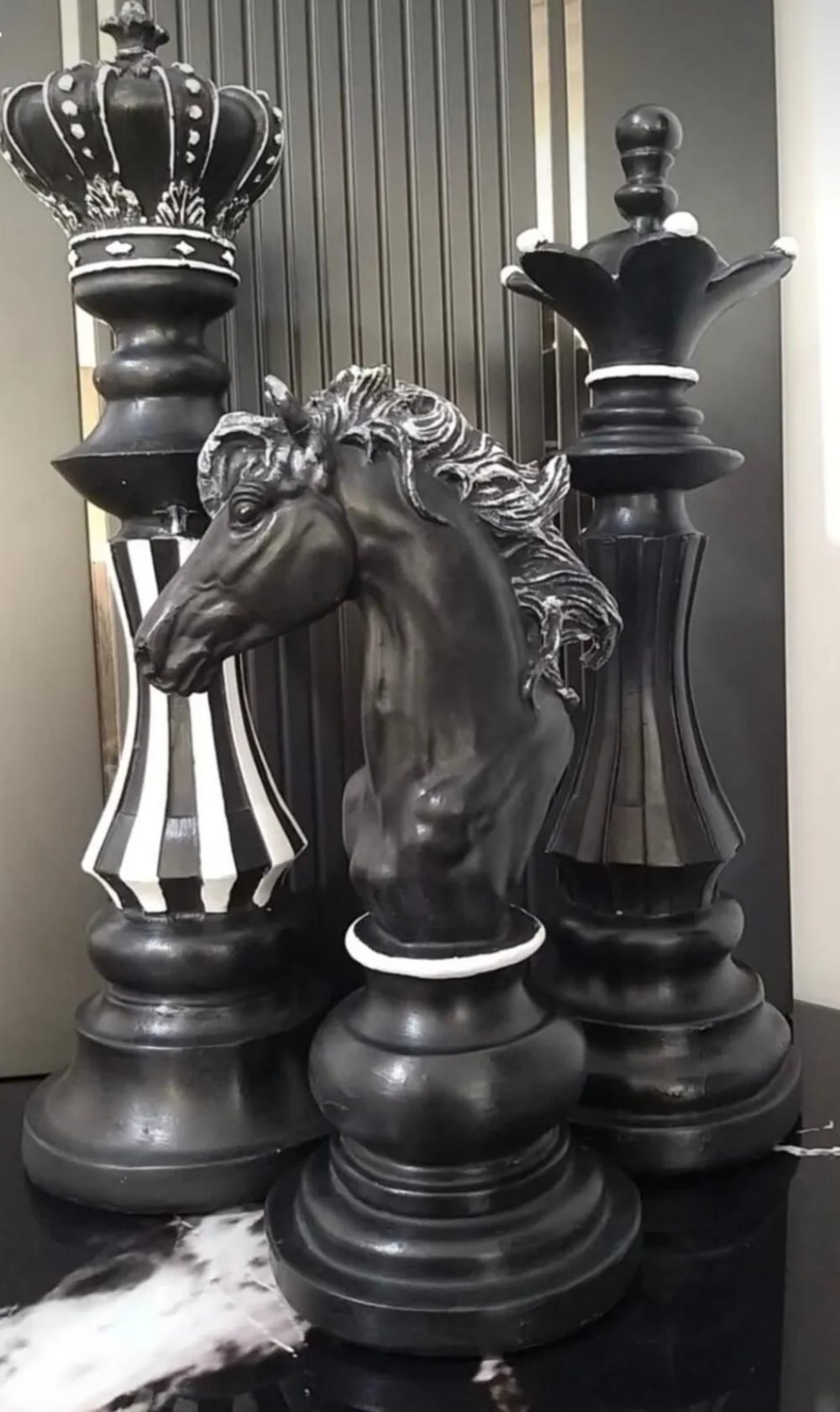Chess Statues Set of 3, Chess Art Sculptures, Decorative Chess Statues, Chess Sculpture, Chess Lover Gift Set, Chess Decor, Chess Statue, Chess Decor, Chess Objects