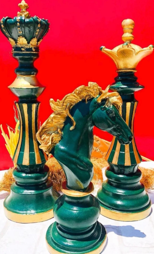 Chess Statues Set of 3, Chess Art Sculptures, Decorative Chess Statues, Chess Sculpture, Chess Lover Gift Set, Chess Decor, Chess Statue, Chess Decor, Chess Objects