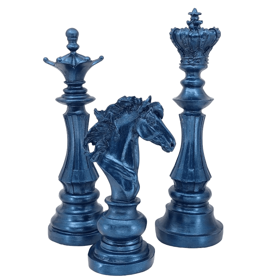 Chess Statues Set of 3, Chess Art Sculptures, Decorative Chess Statues, Chess Sculpture, Chess Lover Gift Set, Chess Decor, Chess Statue, Chess Decor, Chess Objects