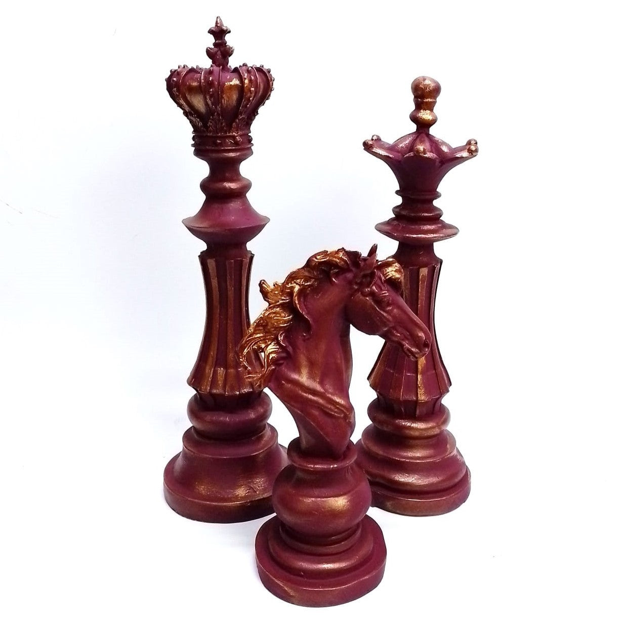 Chess Statues Set of 3, Chess Art Sculptures, Decorative Chess Statues, Chess Sculpture, Chess Lover Gift Set, Chess Decor, Chess Statue, Chess Decor, Chess Objects