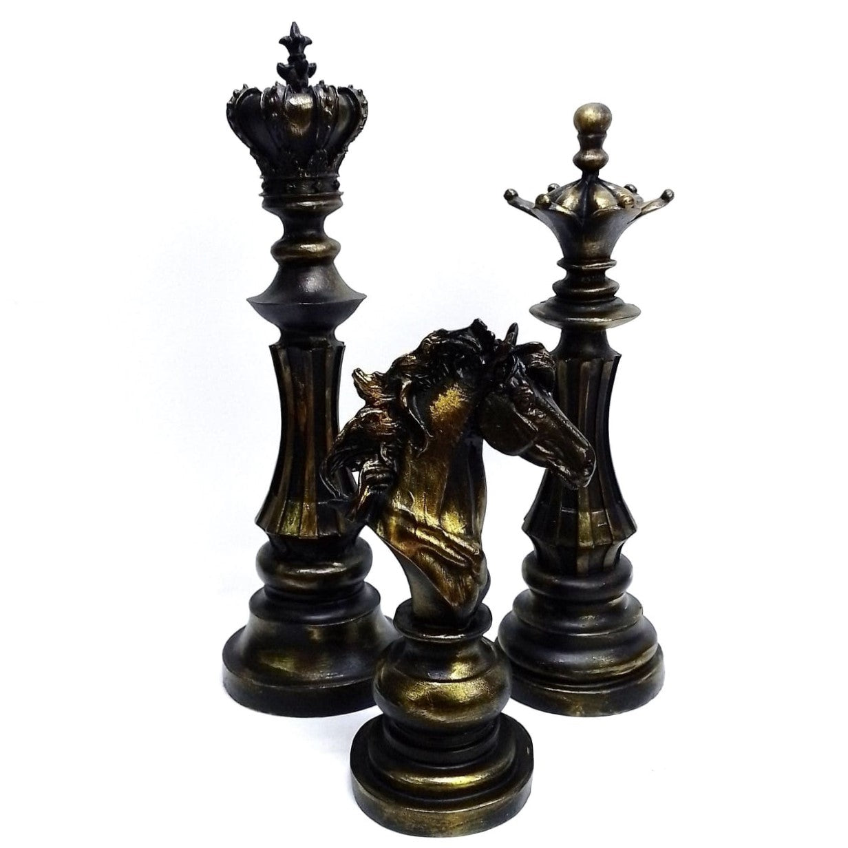 Chess Statues Set of 3, Chess Art Sculptures, Decorative Chess Statues, Chess Sculpture, Chess Lover Gift Set, Chess Decor, Chess Statue, Chess Decor, Chess Objects