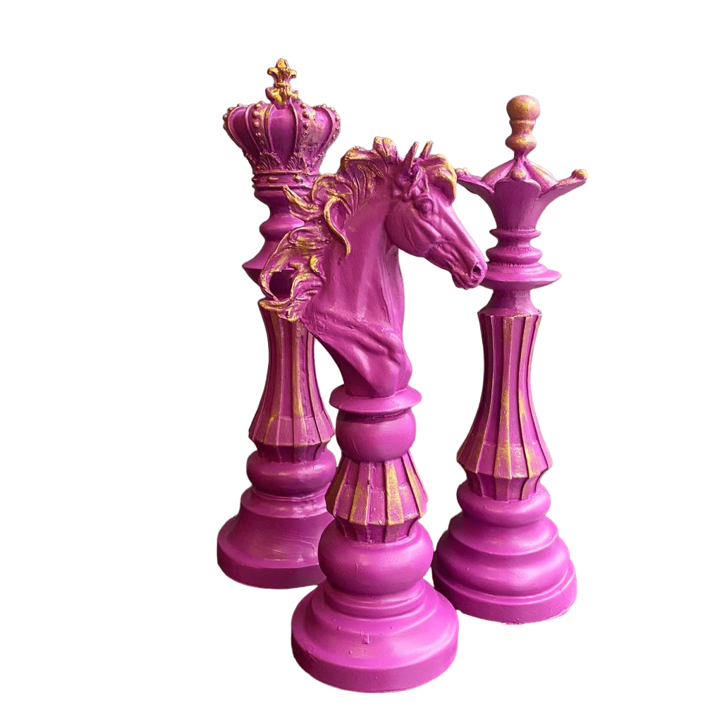 Chess Statues Set of 3, Chess Art Sculptures, Decorative Chess Statues, Chess Sculpture, Chess Lover Gift Set, Chess Decor, Chess Statue, Chess Decor, Chess Objects