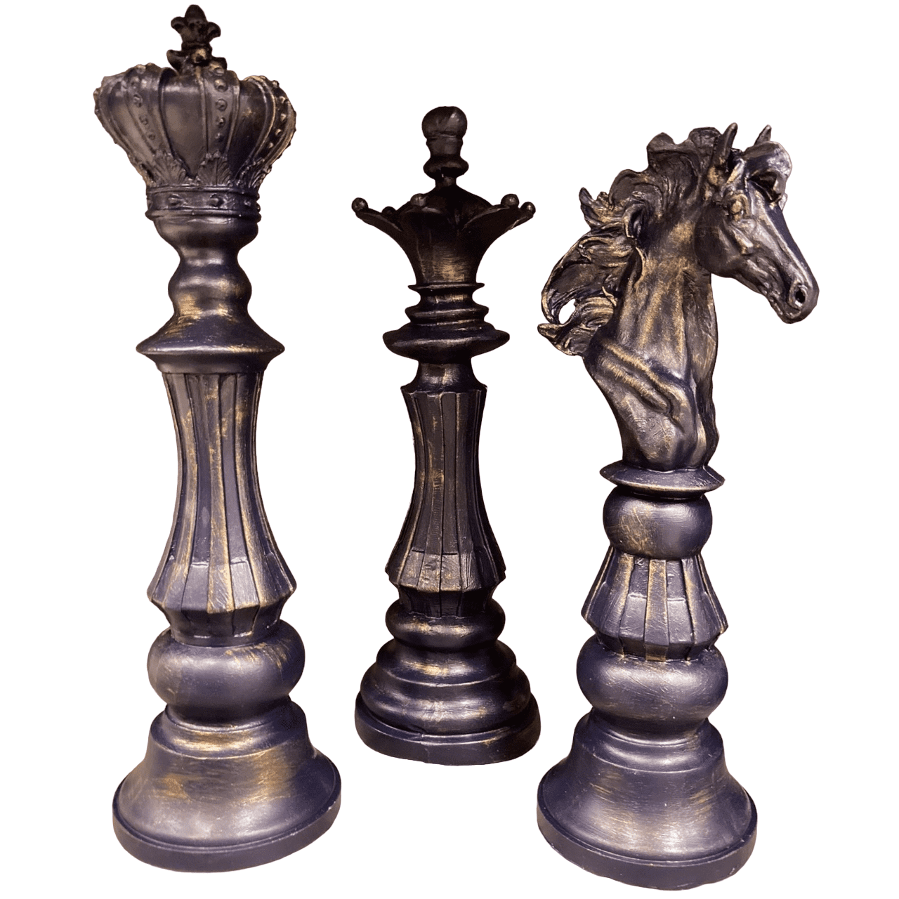 Chess Statues Set of 3, Chess Art Sculptures, Decorative Chess Statues, Chess Sculpture, Chess Lover Gift Set, Chess Decor, Chess Statue, Chess Decor, Chess Objects
