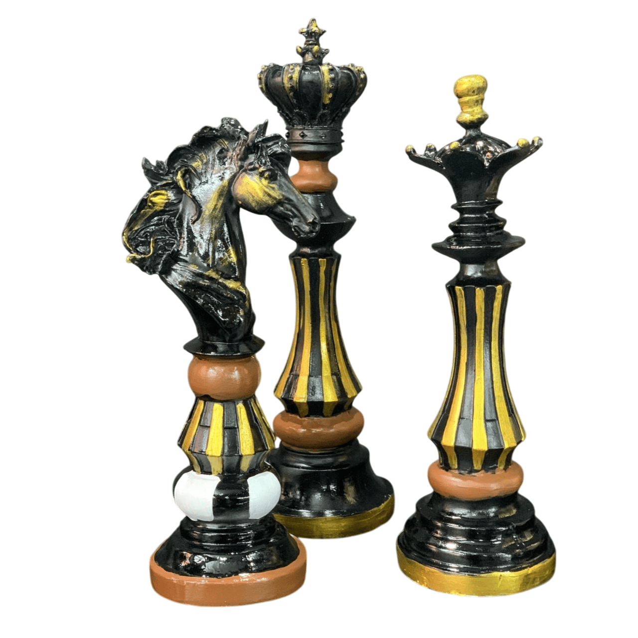 Chess Statues Set of 3, Chess Art Sculptures, Decorative Chess Statues, Chess Sculpture, Chess Lover Gift Set, Chess Decor, Chess Statue, Chess Decor, Chess Objects