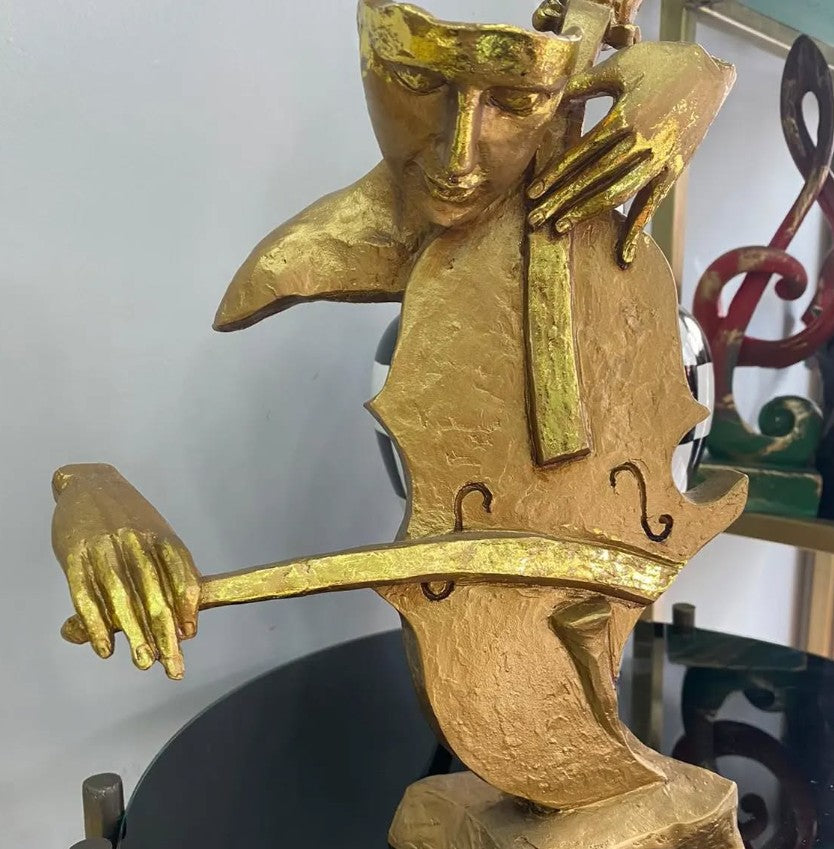 Handmade Abstract Cellist Decor, Musician Sculpture, Handmade Cellist Statue, Modern Music Art Decor, Abstract Cello Sculpture, Cello Statue