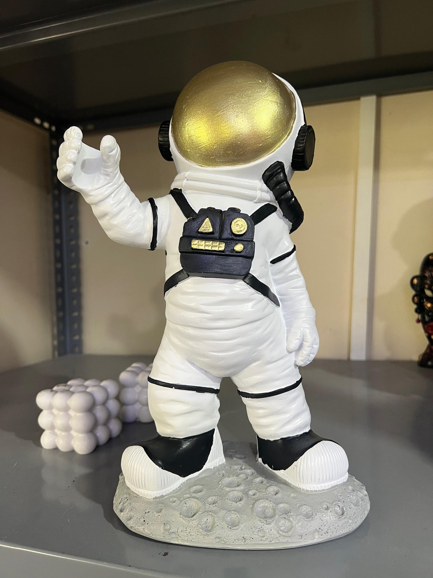 Astronaut On Moon Base, Astronaut Figurine, Space Decor Statue, Space Explorer Ornament, Moon Landing Figurine, Modern Astronaut Sculpture, Astronaut Statue