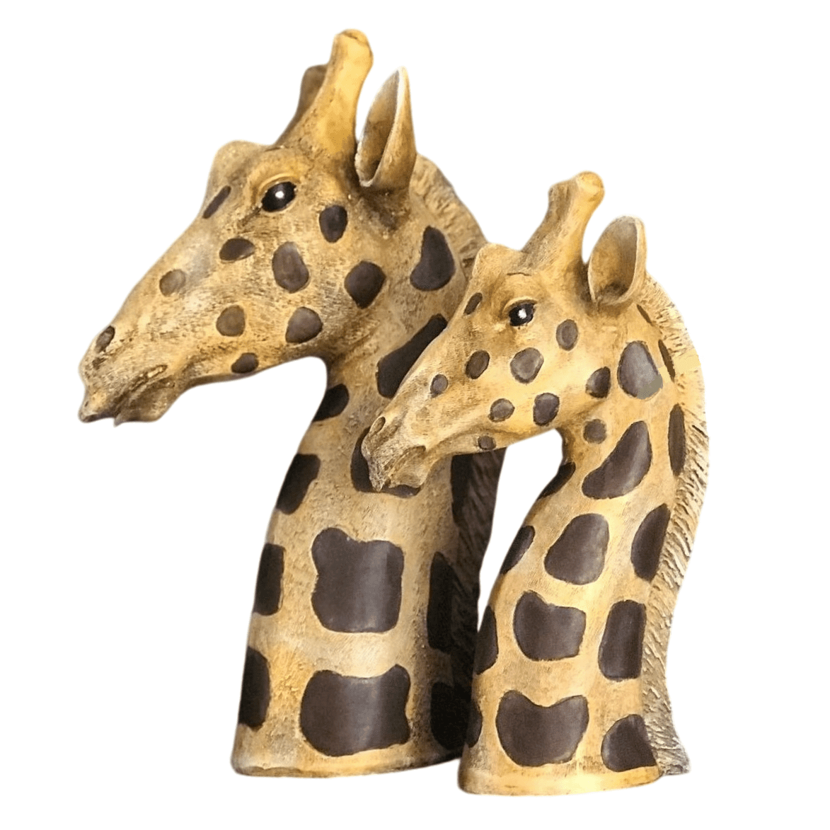 Giraffe Head Statue Set, Handcrafted Giraffe Sculptures, Safari Style Giraffe Head Statue, Decorative Giraffe Head Statues Set