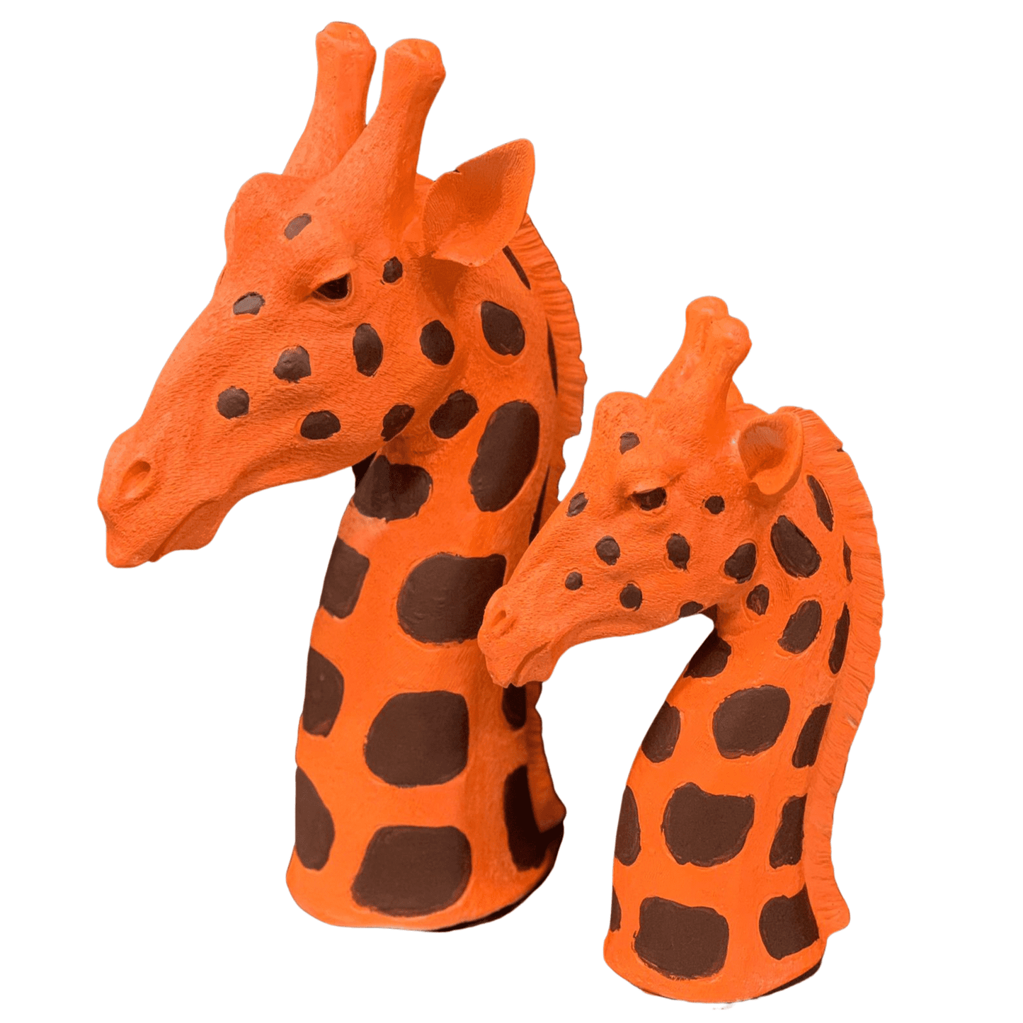 Giraffe Head Statue Set, Handcrafted Giraffe Sculptures, Safari Style Giraffe Head Statue, Decorative Giraffe Head Statues Set